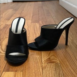 Zara Black Satin Mules